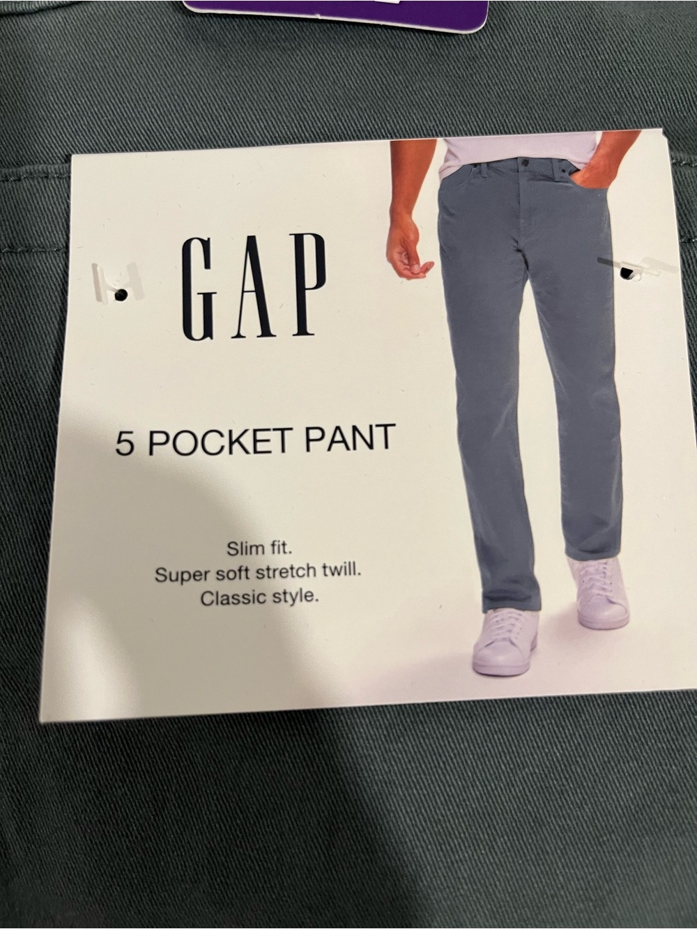 GAP Men’s 5-Pocket Chino Pants - Slate Blue 36x32 Slim Fit - Picture 3 of 8